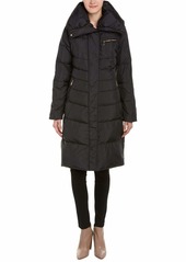 Cole Haan womens Taffeta With Bib Front and Dramatic Hood Down Alternative Outerwear Coat Deep   US