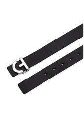 Cole Haan Women's Signature Ch Plaque Buckle Belt - Black