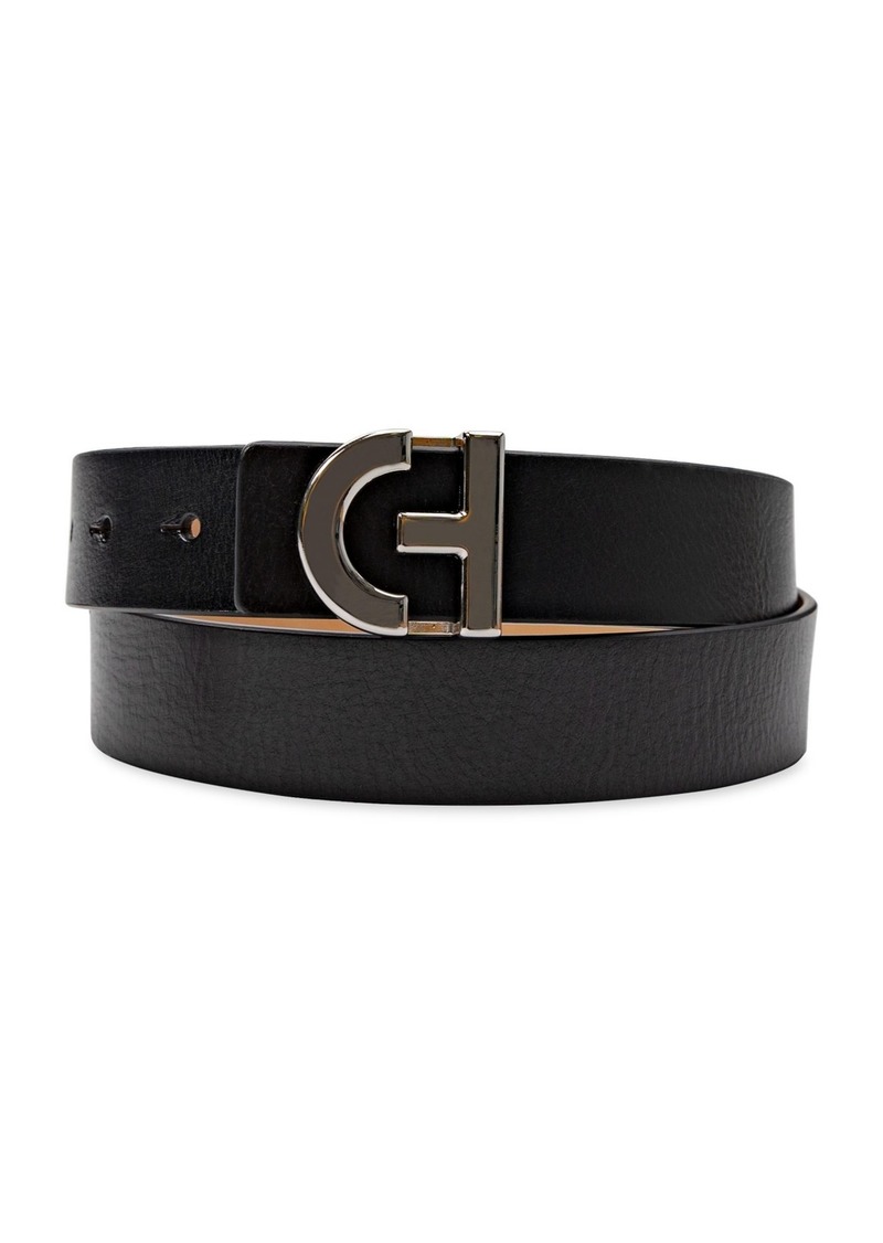 Cole Haan Women's Signature Ch Plaque Buckle Belt - Black