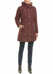 Cole Haan Women's Mid Length Down Coat with Bib Front