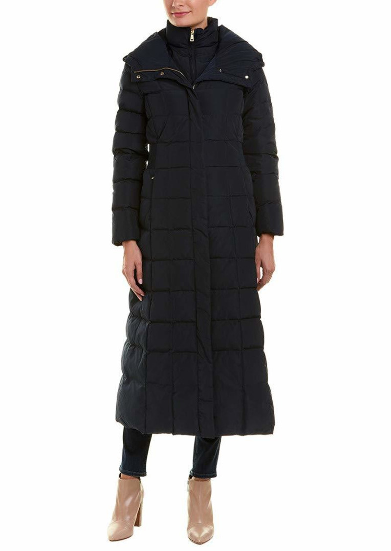 Cole Haan Women's Taffeta Quilted Long Down Coat NAVY XS