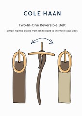 Cole Haan Women's Two-In-One Center Bar Reversible Genuine Leather Belt - Navy, Beige