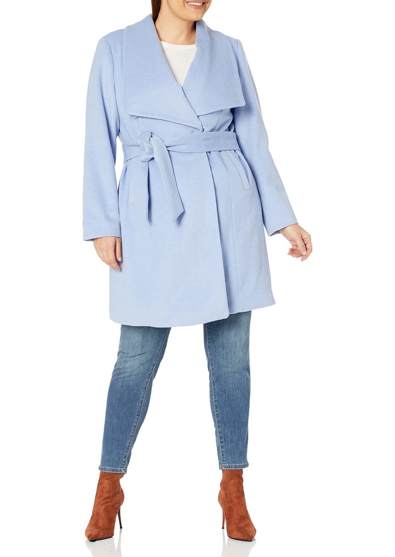 Cole Haan Women's Plus Size Wool Slick Belted Coat