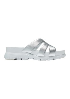 Cole Haan Women's Zerogrand Slotted Slide Flat Sandal Silver TALCA