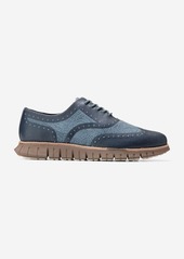 Cole Haan Men's Zerøgrand Remastered Embrostitch Wingtip Oxford Shoes - Grey Size 9