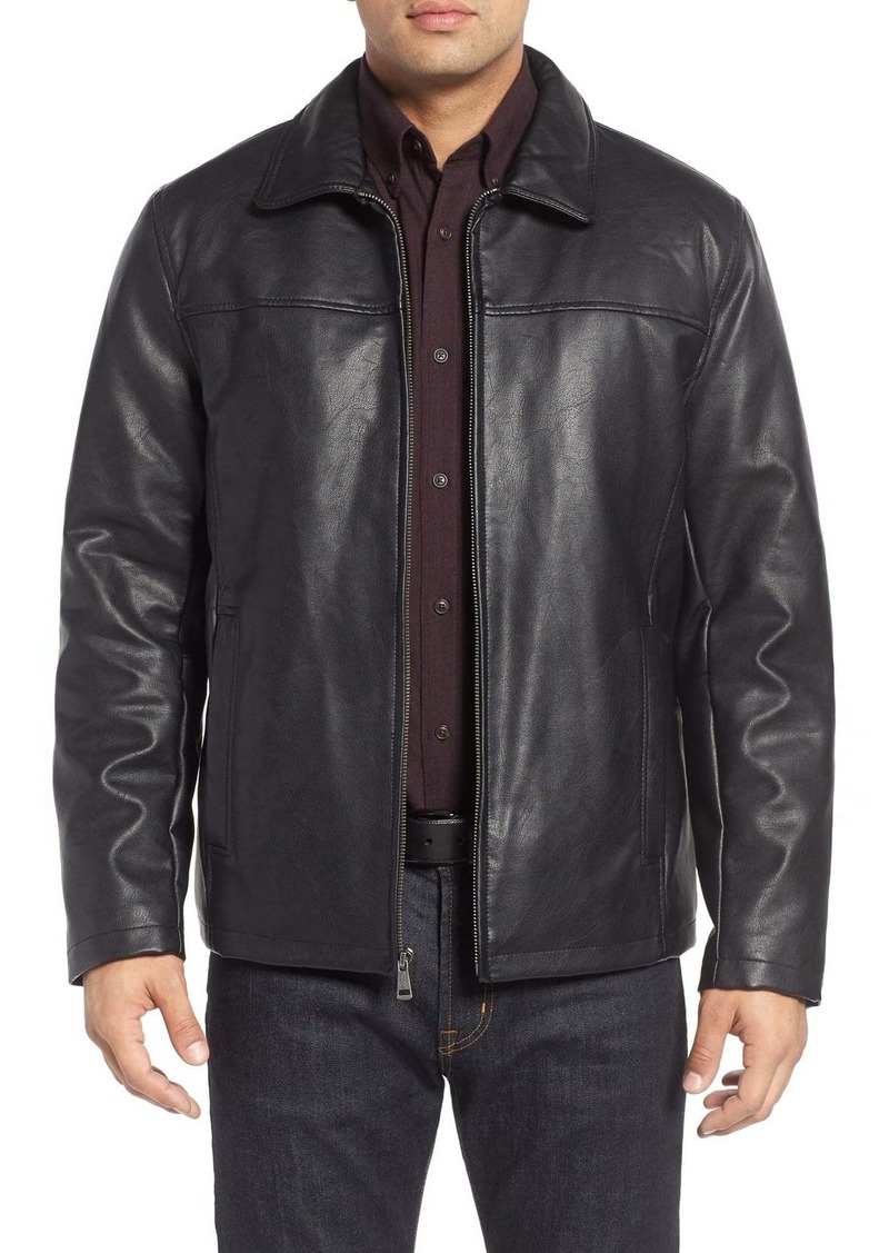 Cole Haan Collared Open Bottom Faux Leather Jacket in Black at Nordstrom Rack