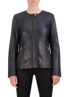 Cole Haan Collarless Leather Jacket