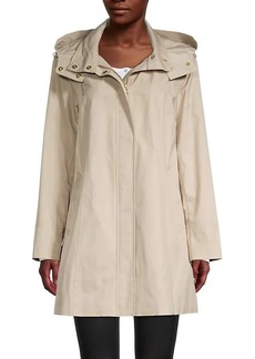 Cole Haan Cotton Blend Hooded Trench Coat