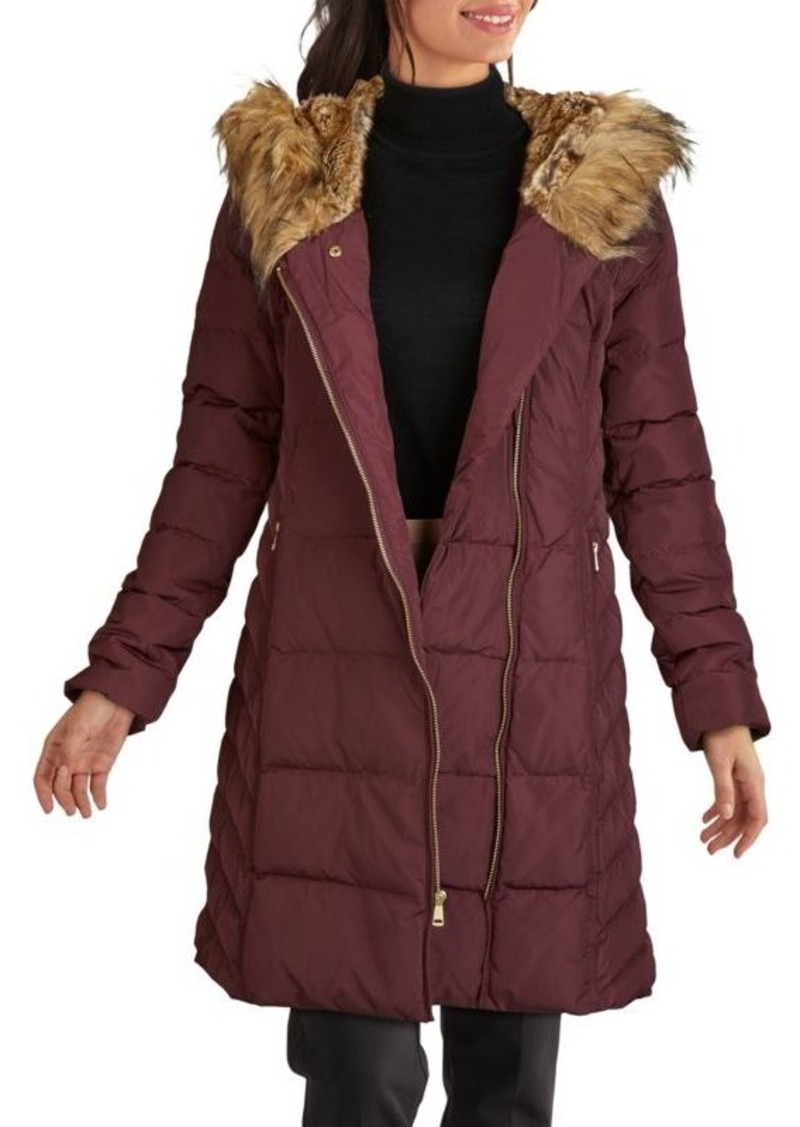 Cole Haan Faux Fur-Trim Hooded Quilted Jacket