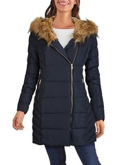 Cole Haan Faux Fur-Trim Hooded Quilted Jacket