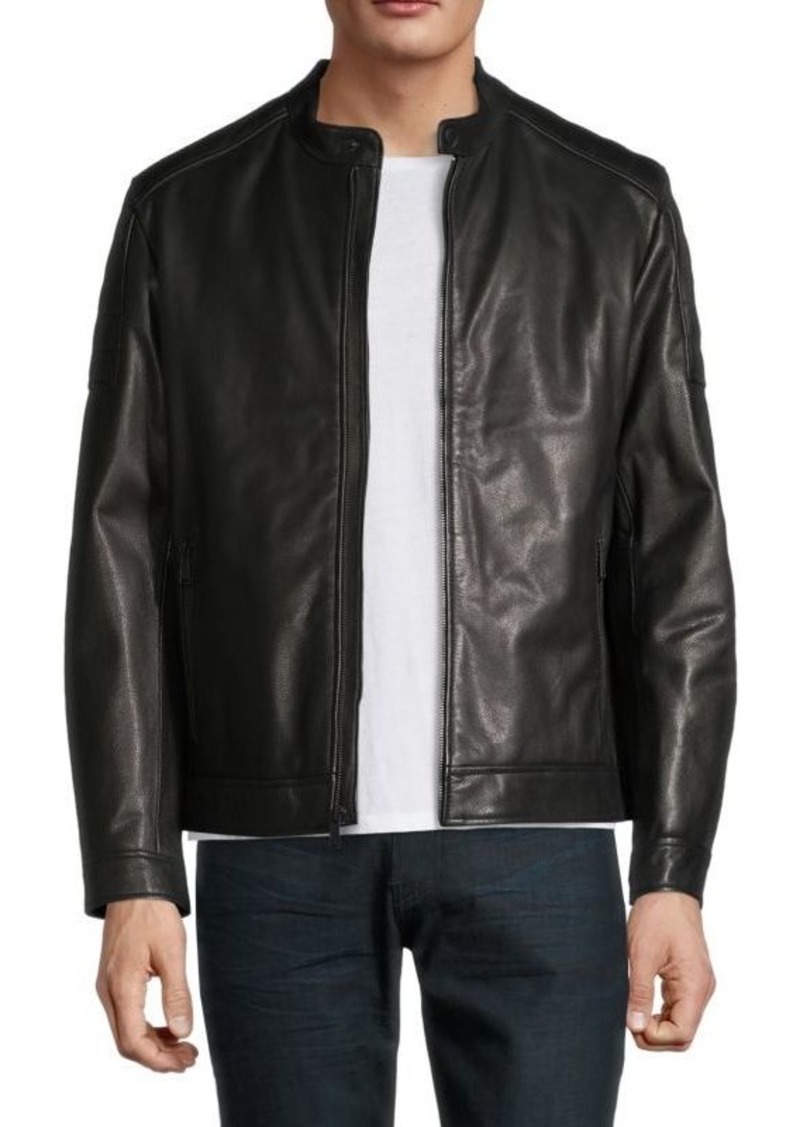 Cole Haan Grainy Leather Moto Jacket