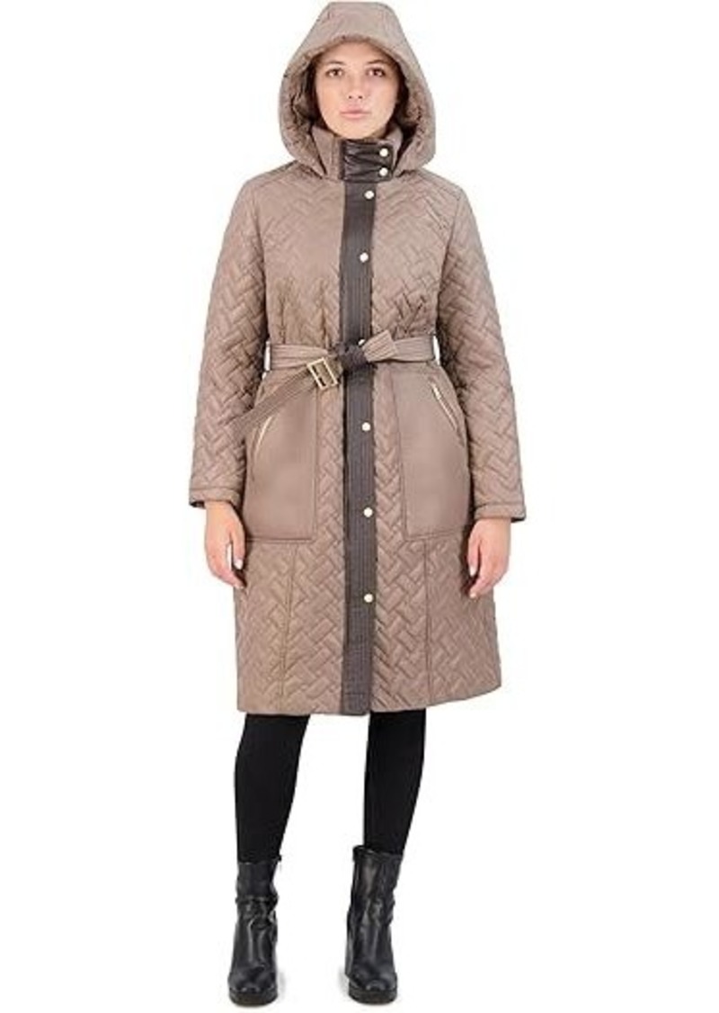 Cole Haan Hooded Long Belted Coat