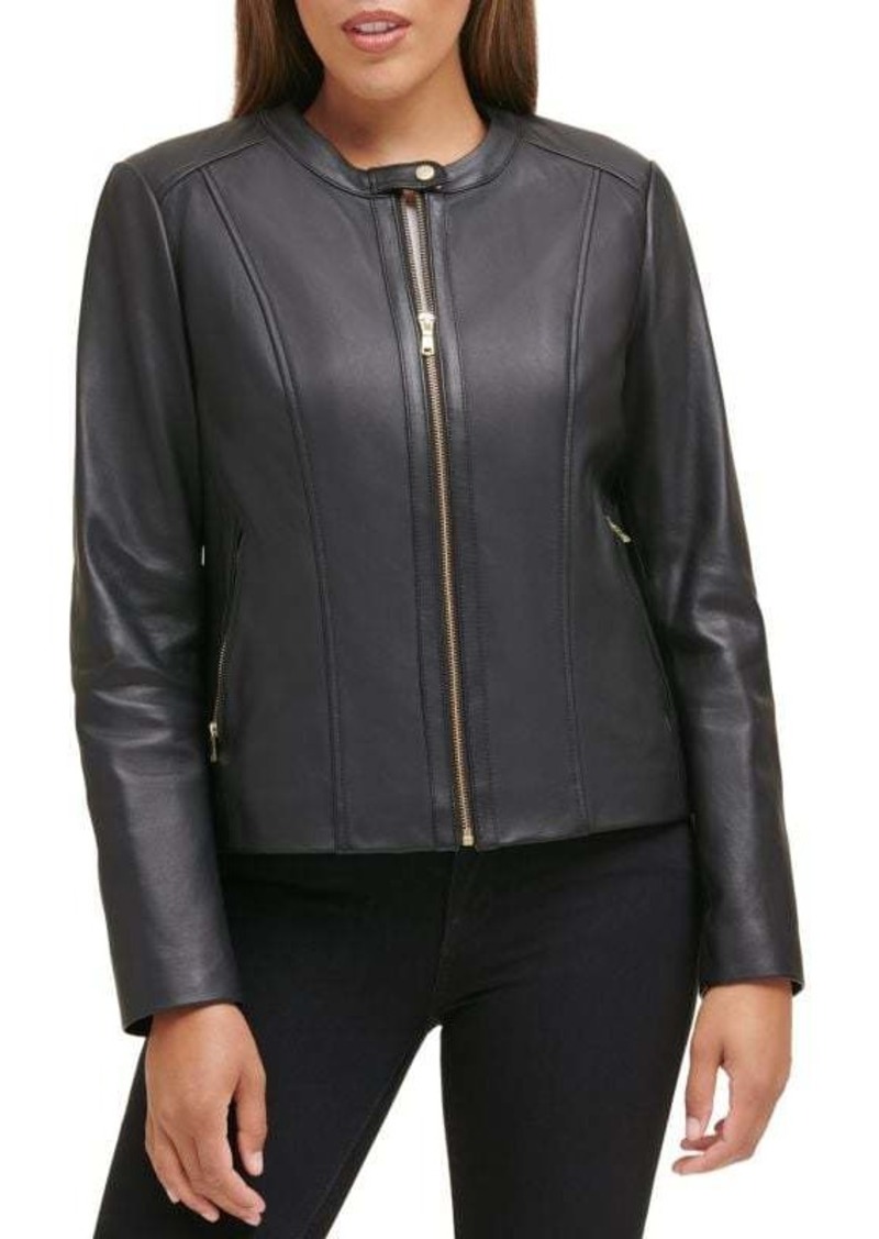 Cole Haan Leather Moto Jacket