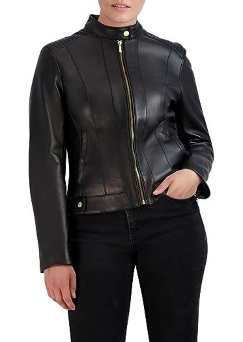 Cole Haan Leather Racer Jacket