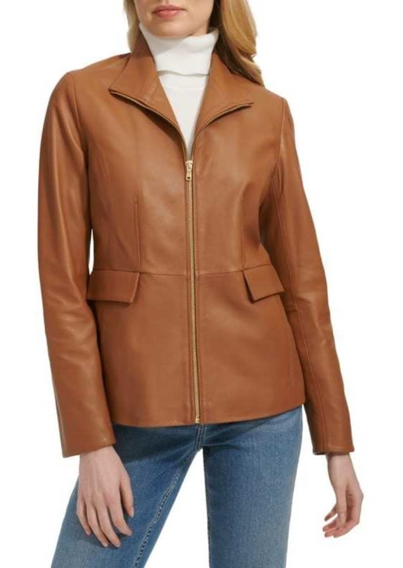 Cole Haan Leather Zip Jacket