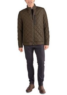 Cole Haan Men's Diamond Quilt Jacket with Faux Sherpa Lining - Olive