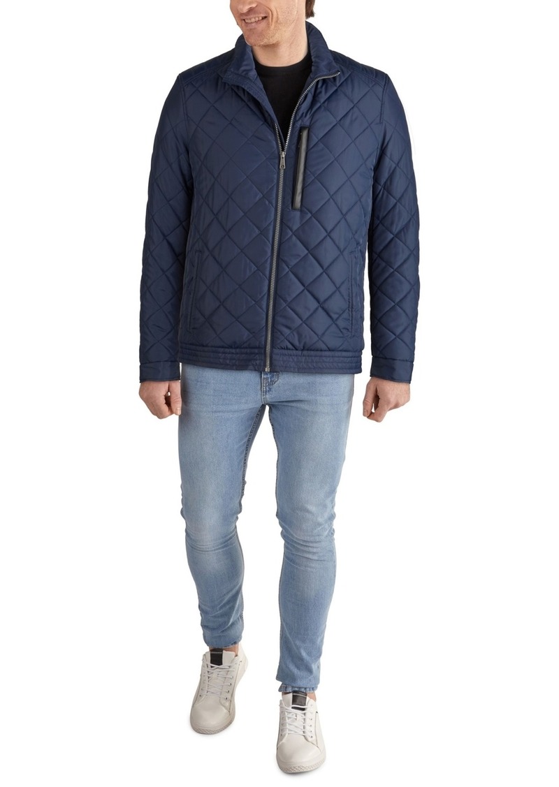 Cole Haan Men's Diamond Quilt Jacket with Faux Sherpa Lining - Navy