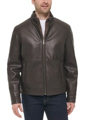 Cole Haan Men's Faux-Leather Motto Jacket - Dark Brown