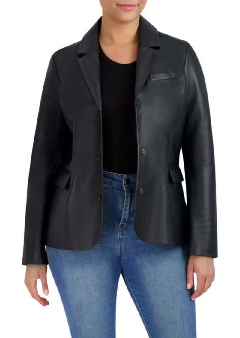 Cole Haan Notch Lapel Leather Jacket