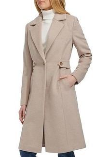 Cole Haan Notch Lapel Slick Wool Coat