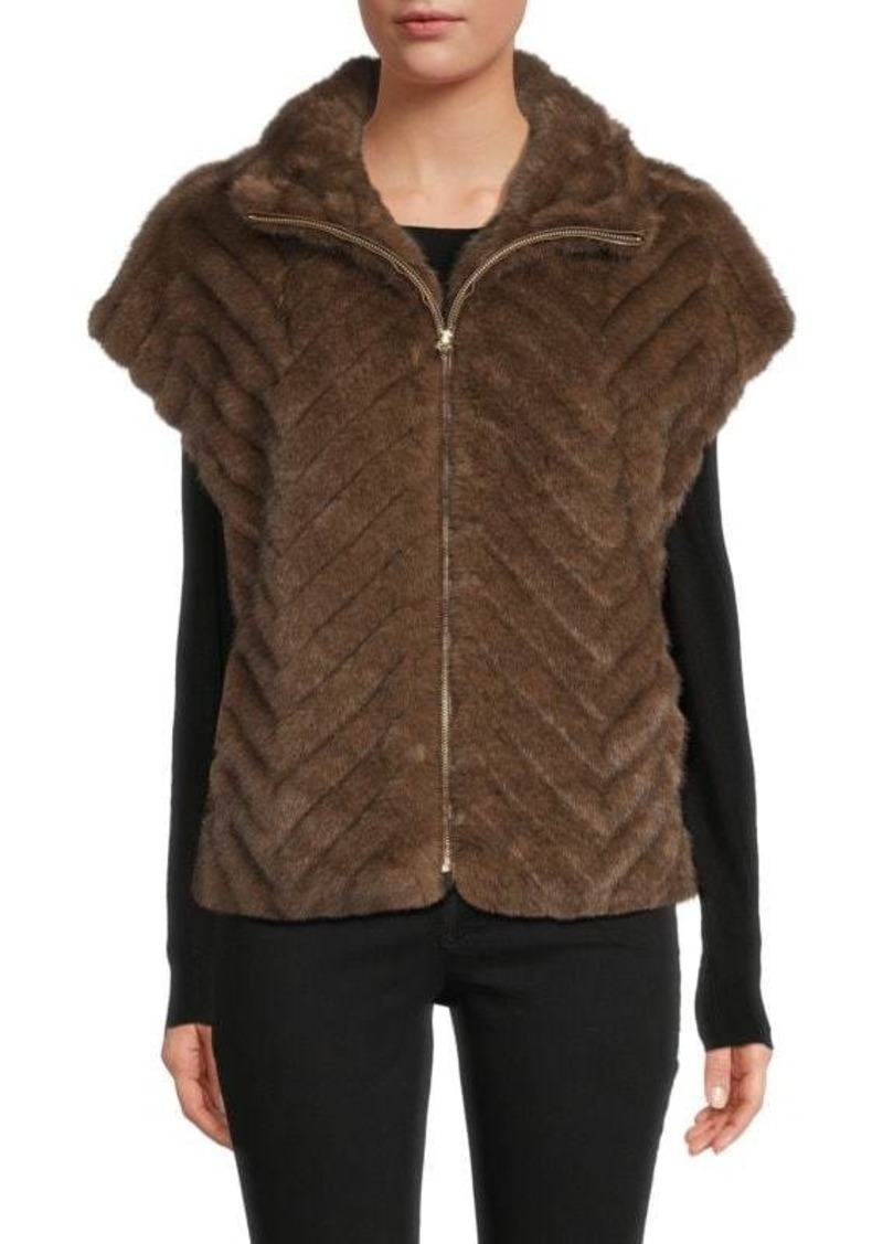 Cole Haan Quilted Faux Fur Zip Vest