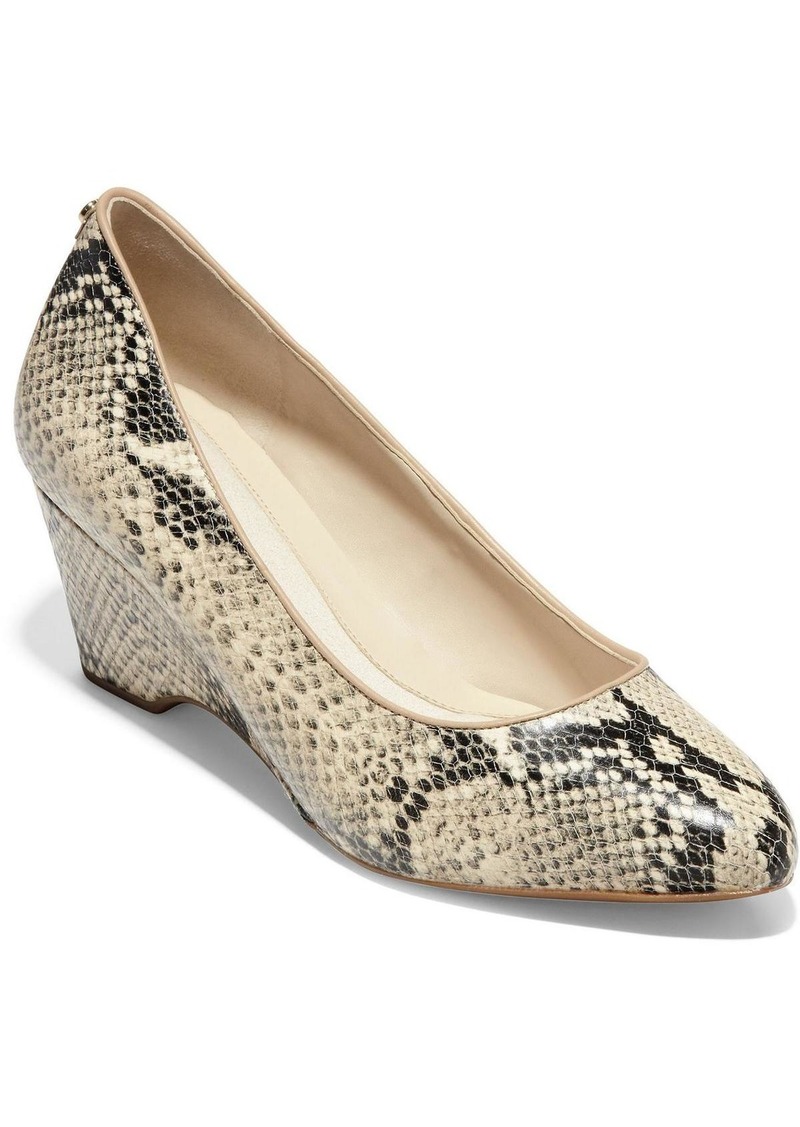 Cole Haan The Go To Womens Leather Snake Print Wedge Heels