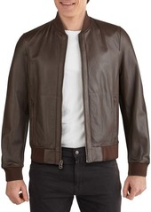Cole Haan Varsity Bonded Leather Zip Jacket