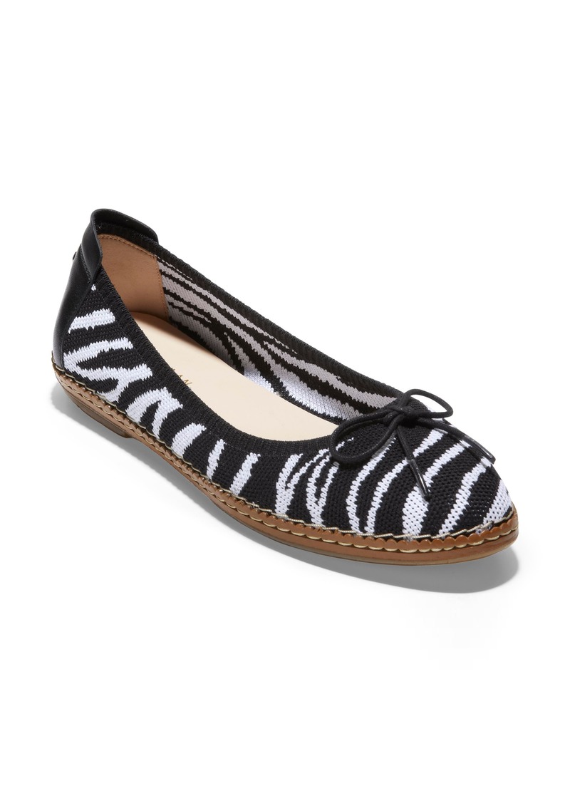 Cole Haan Cloudfeel All Day Knit Ballet Flat in Zebra Knit/Black Prncess at Nordstrom
