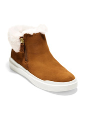 Cole Haan Grandpro Rally Faux Fur Trim Bootie in Caramel Suede/Faux Shearling at Nordstrom