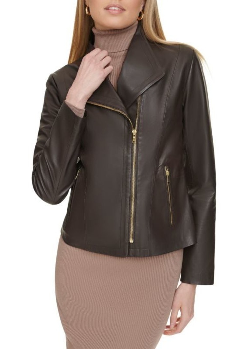 Cole Haan Zip Up Leather Jacket