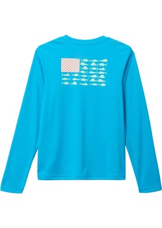 Columbia Boys' Tackle Fish Flag Long Sleeve Shirt, Small, Blue