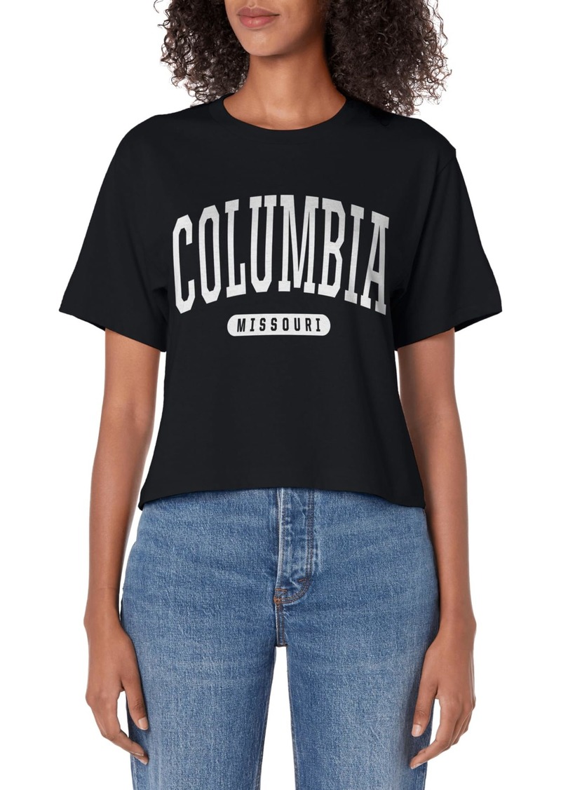 Columbia Hoodie Sweatshirt College University Style MO USA Women's Crop Top