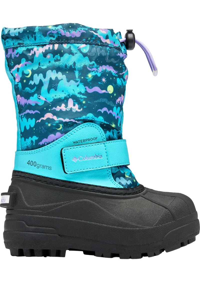 Columbia Kids' Powderbug Forty Print 400g Waterproof Winter Boots, Boys', Size 3, Blue