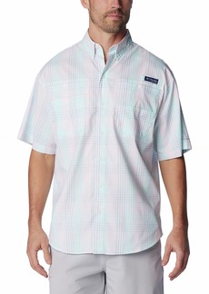 Columbia Men's PFG Super Tamiami Short Sleeve Shirt, Small, Blue