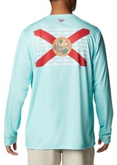 Columbia Men's PFG Terminal Tackle Fish Flag Long Sleeve Shirt, Small, Gray