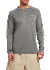 Columbia Men's PFG Terminal Tackle Heather Long Sleeve Shirt, Small, Gray