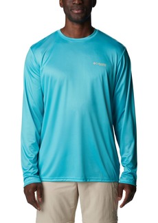 Columbia Men's Terminal Tackle PFG Fish Flag Long Sleeve Turquoise/Coral Glow Offshore Fish  Big