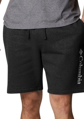 Columbia Men's Trek Relaxed-Fit Stretch Logo-Print Fleece Shorts - Black White Vertical Logo