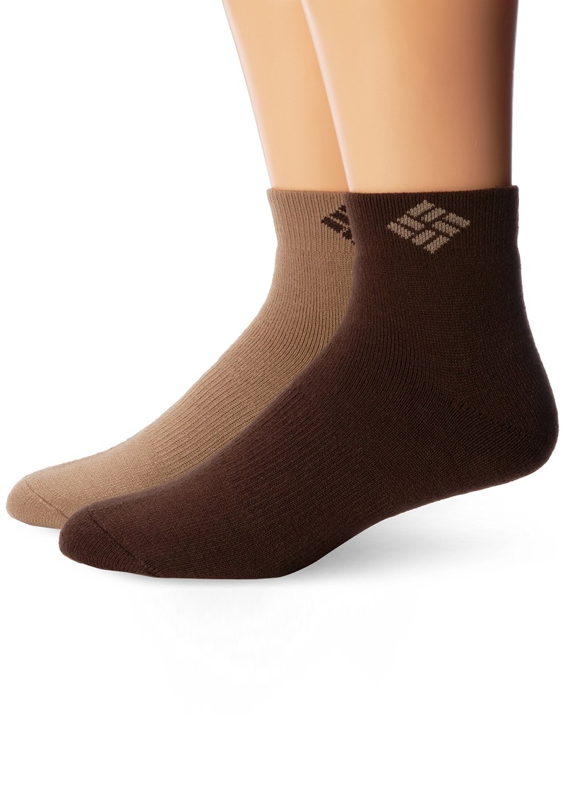 Columbia Men's Wool Quarter Brown/Khaki  Sock Size (Shoe Size 6-12)