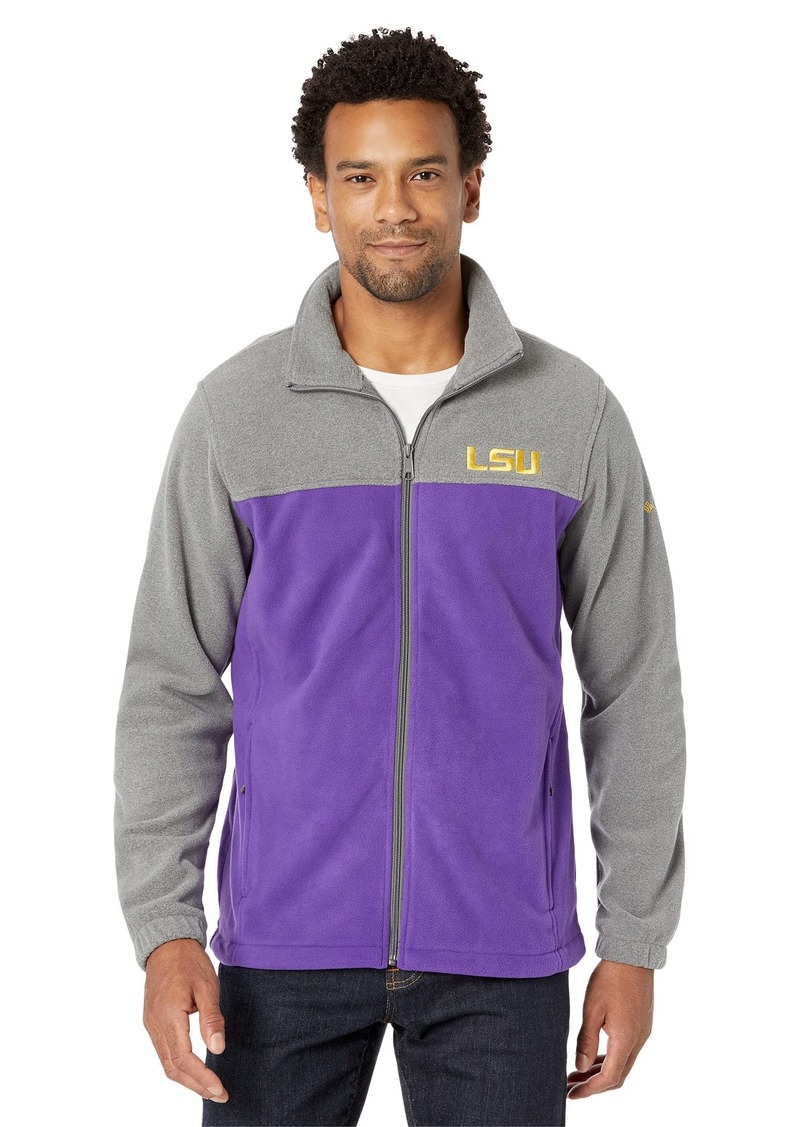 Columbia NCAA LSU Tigers Men's Collegiate Flanker III Fleece Jacket  LSU - Charcoal Heather/Vivid Purple