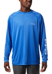 Columbia Pfg Men's Terminal Tackle Upf 50 Quick Dry Shirt - Vivid Blue, Cool Gray Logo