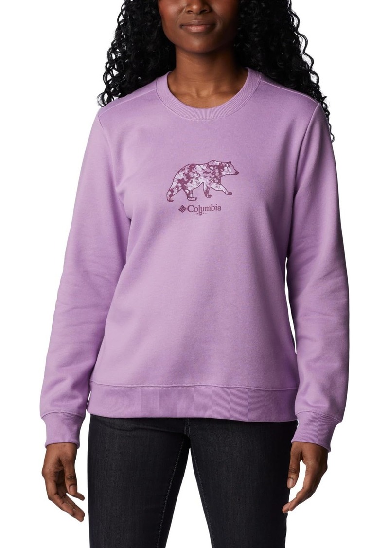 Columbia Women's Hart Mountain II Graphic Crew Gumdrop/Bearly Ice Blooms  Plus