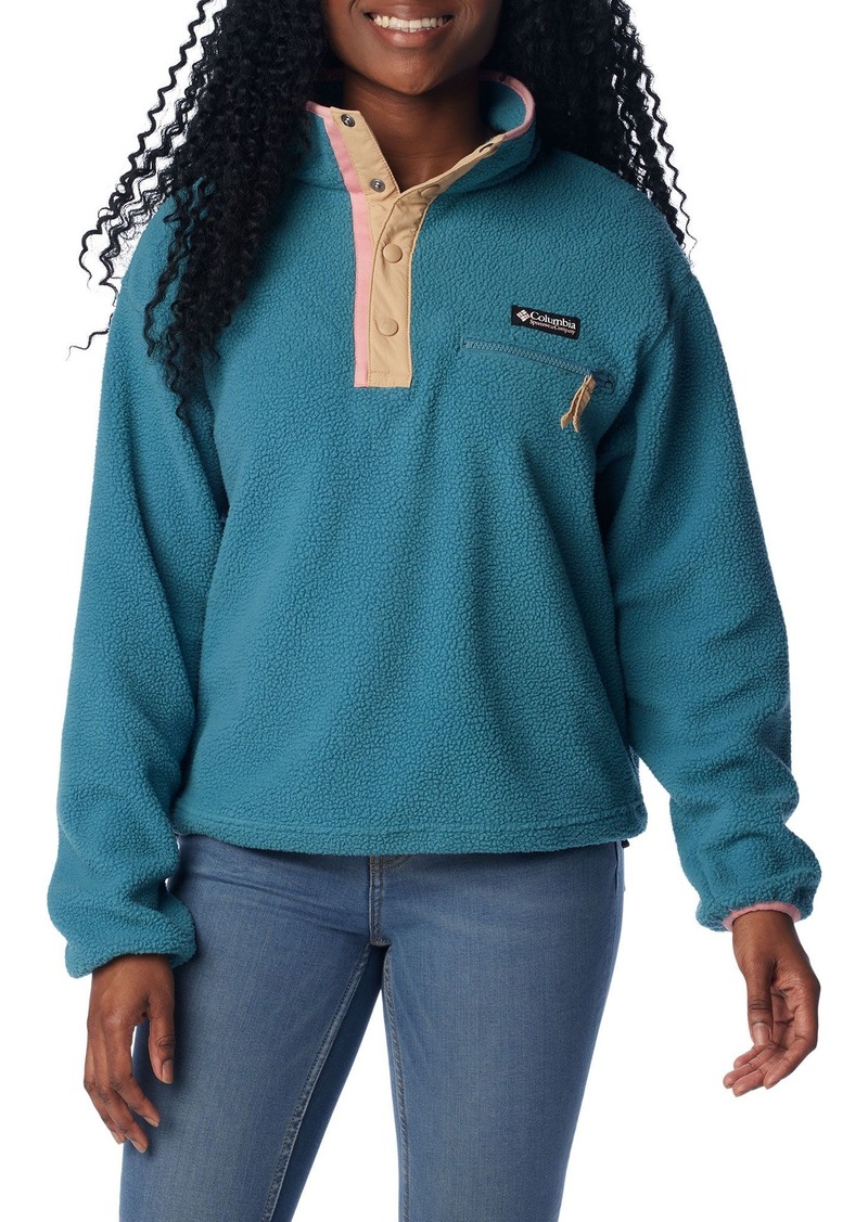 Columbia Women's Helvetia Cropped ½ Snap Pullover Jacket, XS, Cloudbrst/Canoe/Salmn Rse