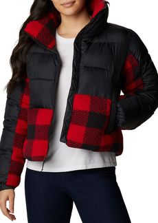 Columbia Women's Leadbetter Point Sherpa Hybrid Jacket, XS, Black/Red Buffalo Plaid