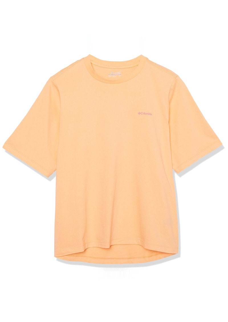 Columbia Women's North Cascades Graphic Short Sleeve Tee Peach/Hike NP Graphic