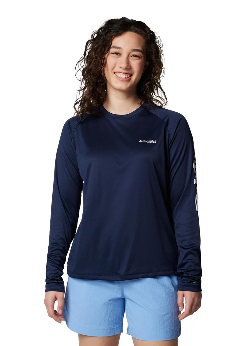 Columbia Women’s PFG Tidal Tee™ II Long Sleeve - Plus Size Collegiate Navy White Logo 1X