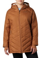 Columbia Women's Plus Size Heavenly Long Hooded Down Jacket, 2X, Brown