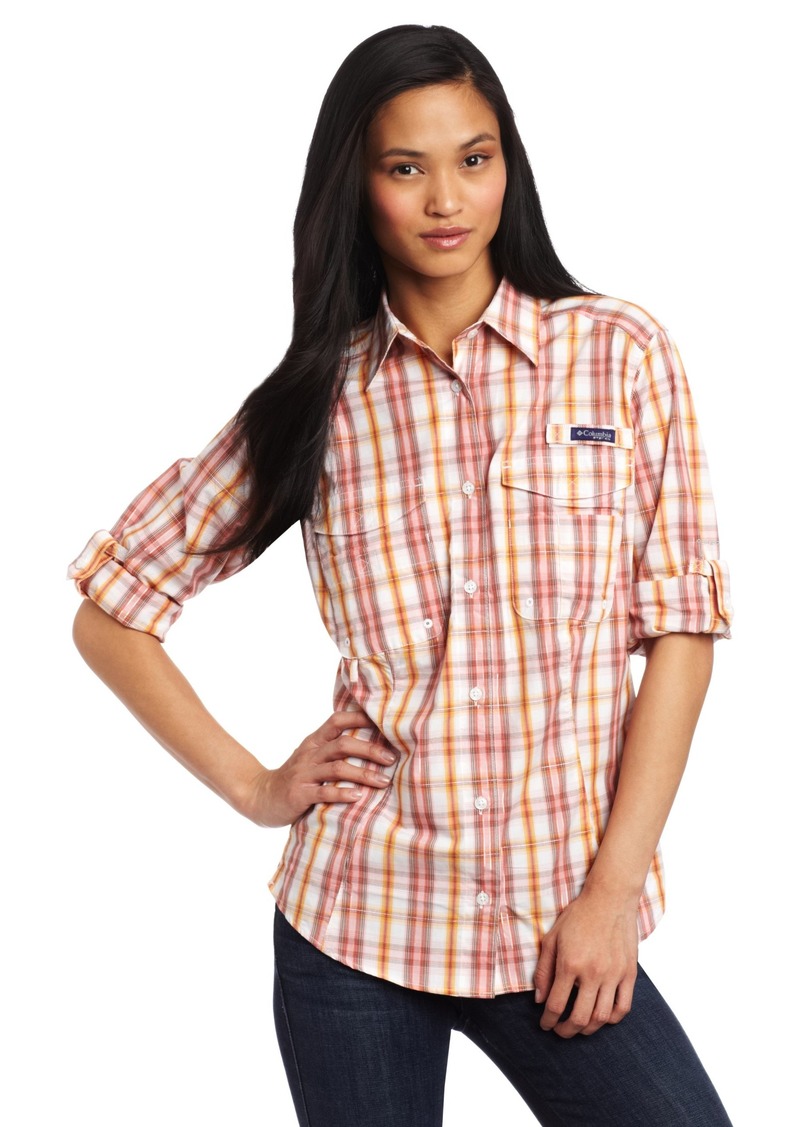 Columbia Women's Super Bonehead Long Sleeve Shirt  Summer Orange/Optic Plaid