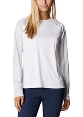 Columbia Women's Tidal Tee PFG Americana Long Sleeve White/Ice Grey