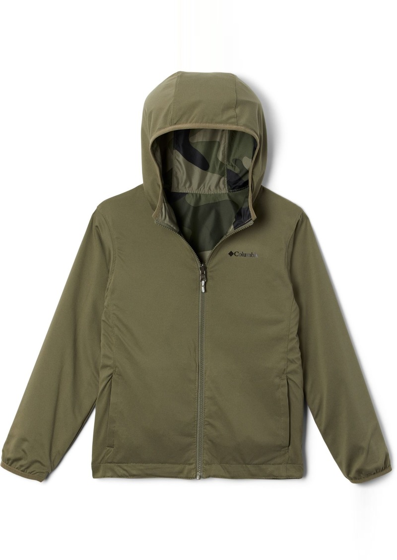 Columbia Youth Reversible Pixel Grabber Rain Jacket, XXS, Green
